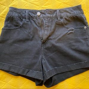 Rewash high-waisted distressed black denim shorts